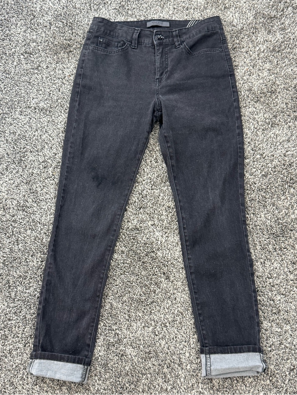 Nine West Black Skinny Jeans with Cuffed Hems